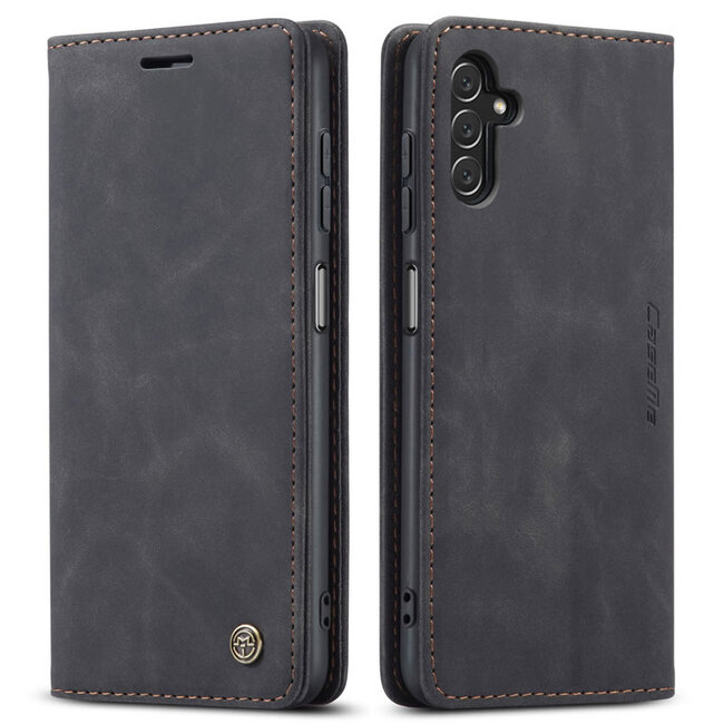 Caseme - Telefoonhoesje geschikt voor Samsung Galaxy S22 - Retro Wallet Book Case - Magneetsluiting - Zwart