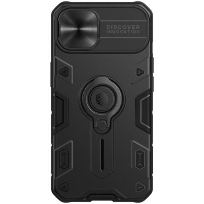 Hoesje geschikt voor Apple iPhone 13 - CamShield Armor Case - Met Camera Cover - Zwart