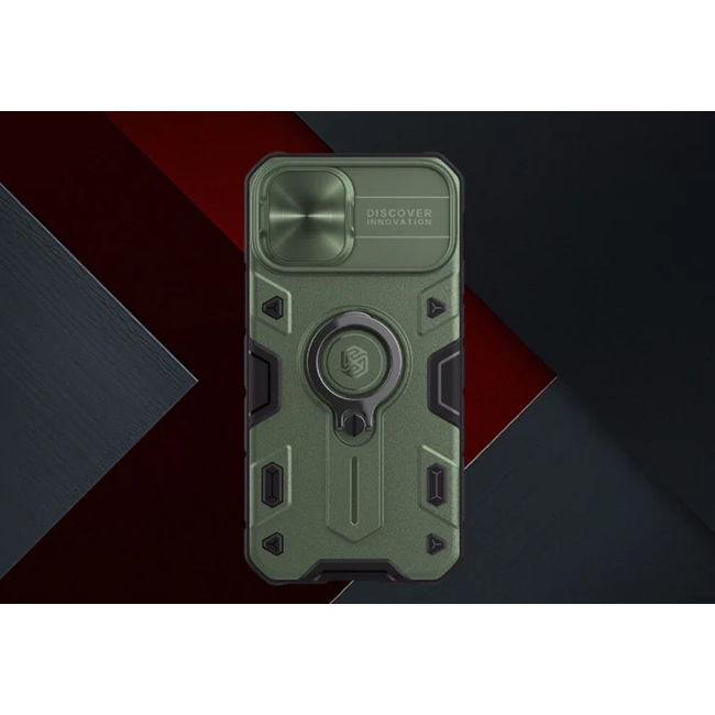 Nillkin CamShield Armor Hoesje geschikt voor de Apple iPhone 13 Pro Max - Back Cover met Camera Slider Groen