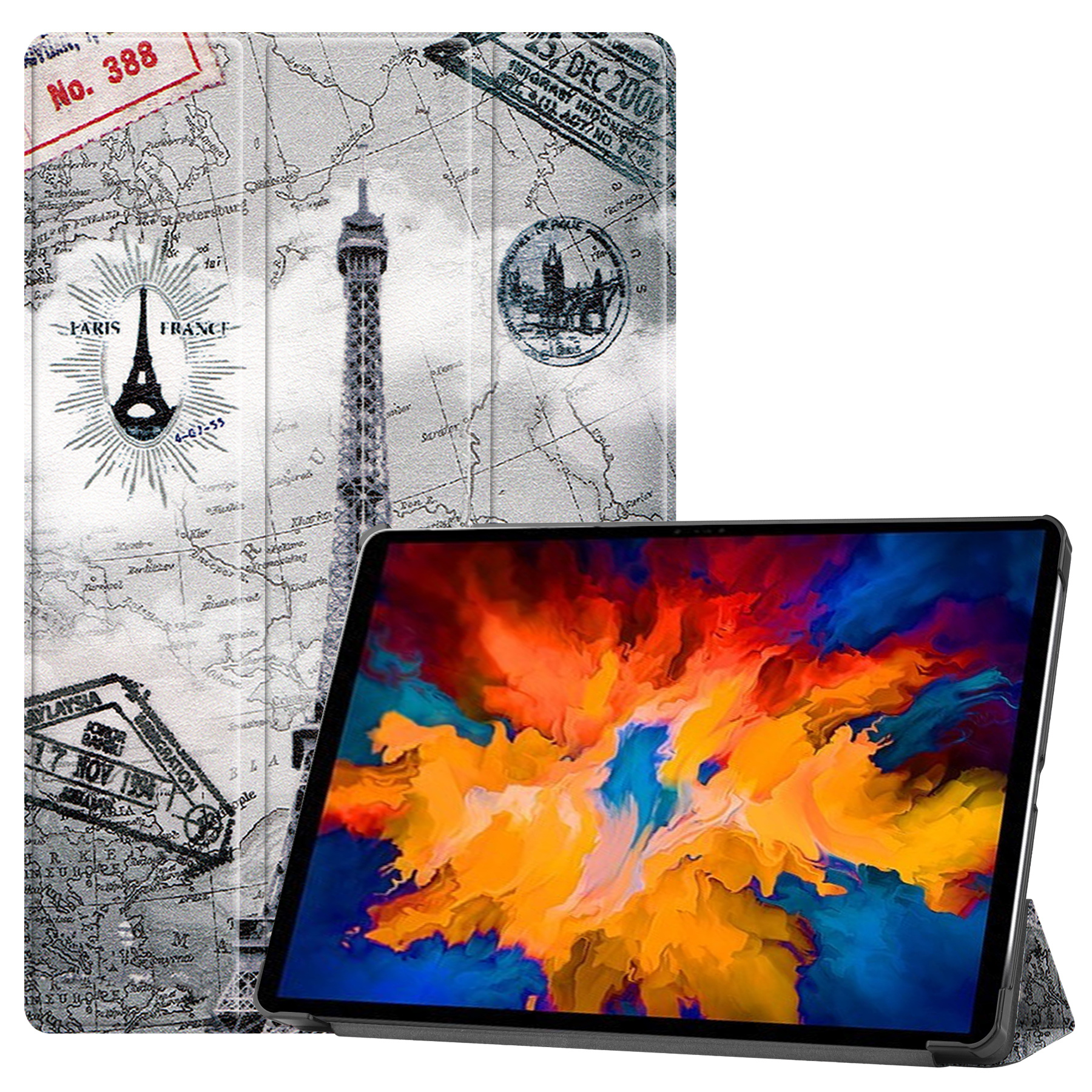 Tablet Hoes geschikt voor Lenovo Tab P11 Pro 11.5 inch - Tri-Fold Book Case - Cover met Auto/Wake Functie - Eiffeltoren afbeelding