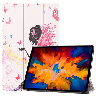 Case2go Tablet Hoes geschikt voor Lenovo Tab P11 Pro 11.5 inch - Tri-Fold Book Case - Cover met Auto/Wake Functie - Flower Fee