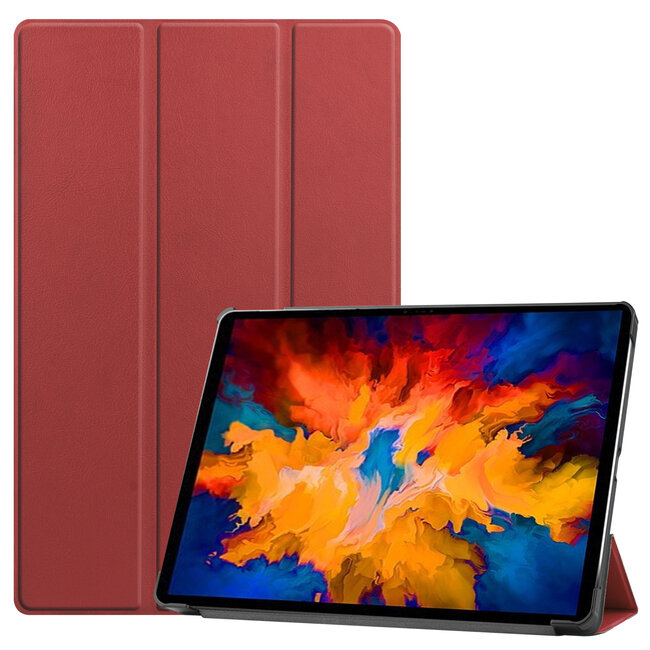 Tablet Hoes geschikt voor Lenovo Tab P11 Pro 11.5 inch - Tri-Fold Book Case - Cover met Auto/Wake Functie - Donker Rood