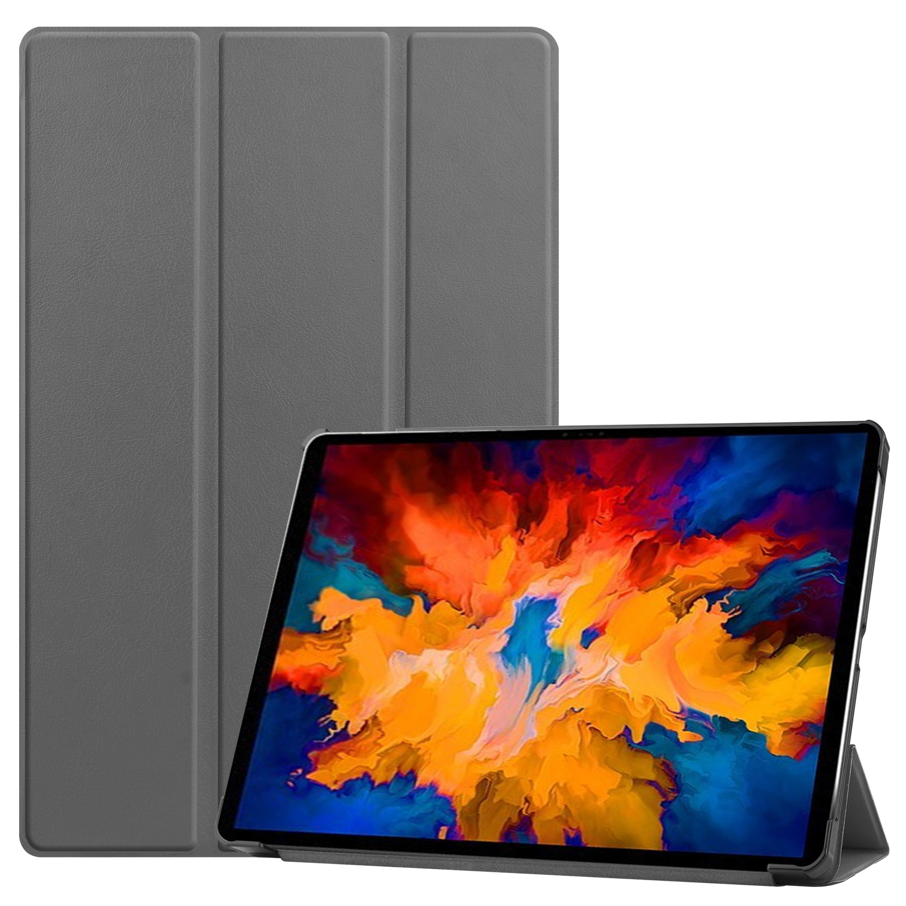 Tablet Hoes geschikt voor Lenovo Tab P11 Pro 11.5 inch - Tri-Fold Book Case - Cover met Auto/Wake Functie - Grijs afbeelding