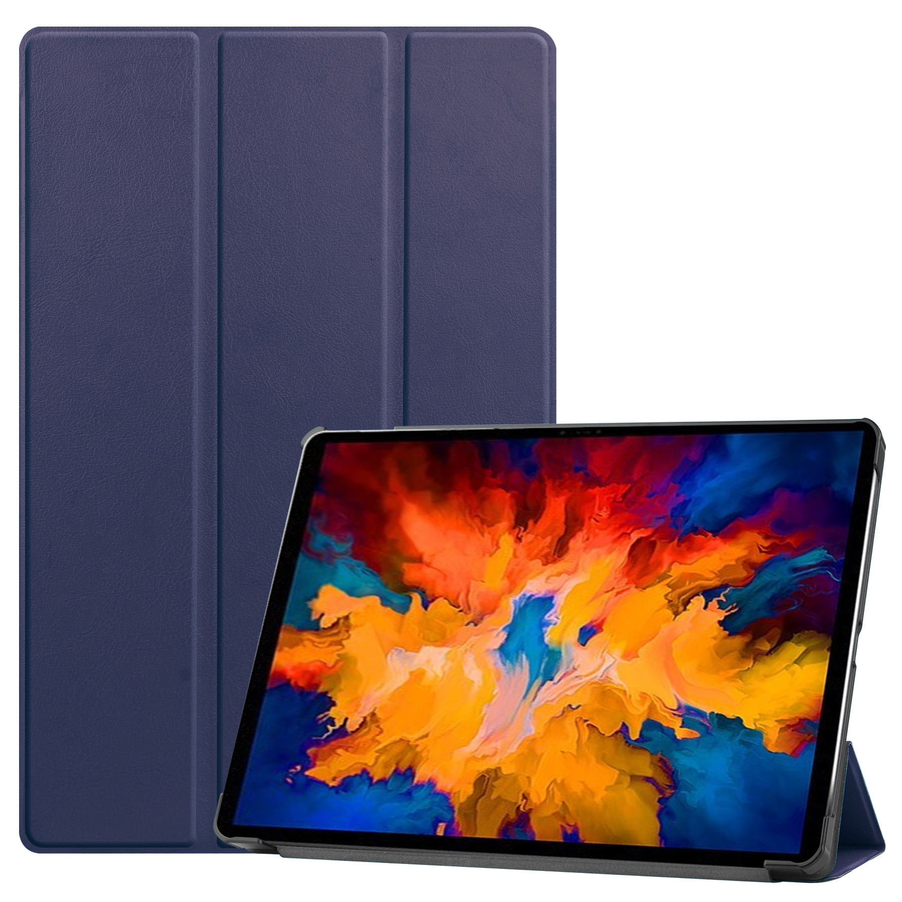 Tablet Hoes geschikt voor Lenovo Tab P11 Pro 11.5 inch - Tri-Fold Book Case - Cover met Auto/Wake Functie - Donker Blauw afbeelding