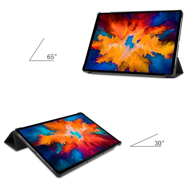 Tablet Hoes geschikt voor Lenovo Tab P11 Pro 11.5 inch - Tri-Fold Book Case - Cover met Auto/Wake Functie - Zwart