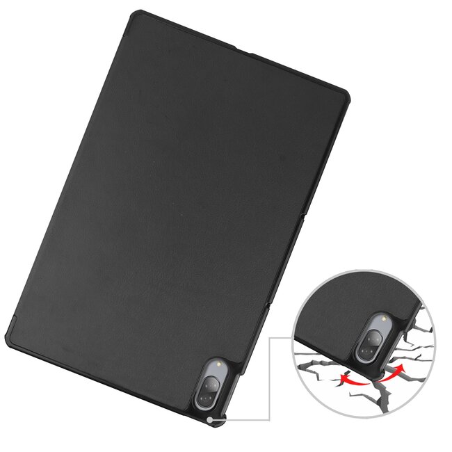 Tablet Hoes geschikt voor Lenovo Tab P11 Pro 11.5 inch - Tri-Fold Book Case - Cover met Auto/Wake Functie - Zwart
