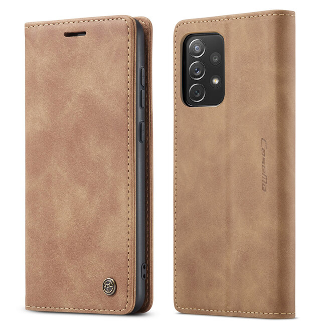 Caseme - Hoesje geschikt voor Samsung Galaxy A73 5G - Wallet Book Case - Magneetsluiting -  Licht Bruin