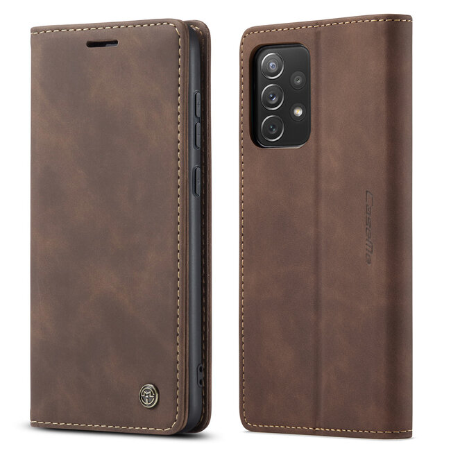 Caseme - Hoesje geschikt voor Samsung Galaxy A73 5G - Wallet Book Case - Magneetsluiting - Donker Bruin