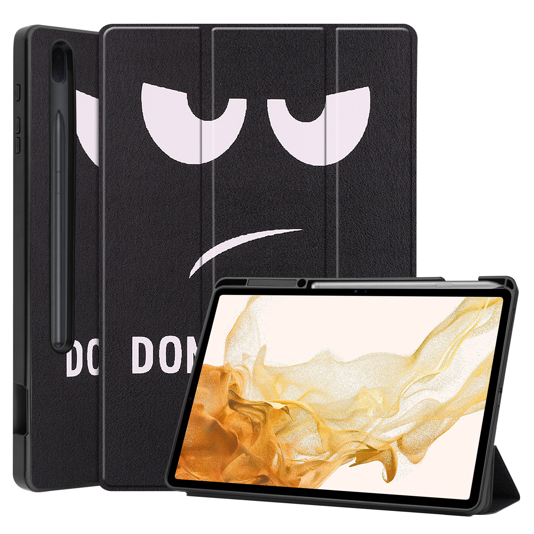 Case2go - Tablet hoes geschikt voor Samsung Galaxy Tab S8 Plus (2022) - 12.4 inch - Flexibel TPU - Tri-Fold Book Case - Met pencil houder - Don't Touch Me afbeelding