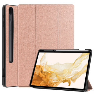 Case2go Case2go - Tablet hoes geschikt voor Samsung Galaxy Tab S8 Plus (2022) - 12.4 inch - Flexibel TPU - Tri-Fold Book Case - Met pencil houder - Rosé-Goud