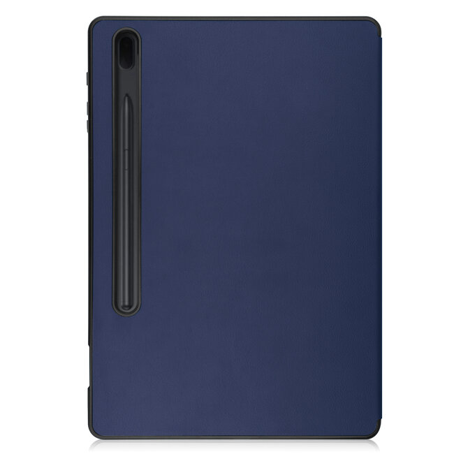 Case2go - Tablet hoes geschikt voor Samsung Galaxy Tab S8 Plus (2022) - 12.4 inch - Flexibel TPU - Tri-Fold Book Case - Met pencil houder - Donker Blauw