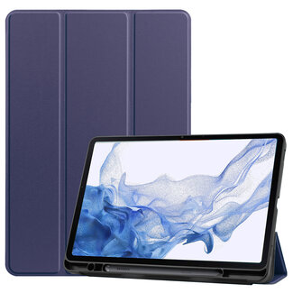 Case2go Case2go - Tablet hoes geschikt voor Samsung Galaxy Tab S8 (2022) - 11 inch - Flexibel TPU - Tri-Fold Book Case - Met pencil houder - Donker Blauw