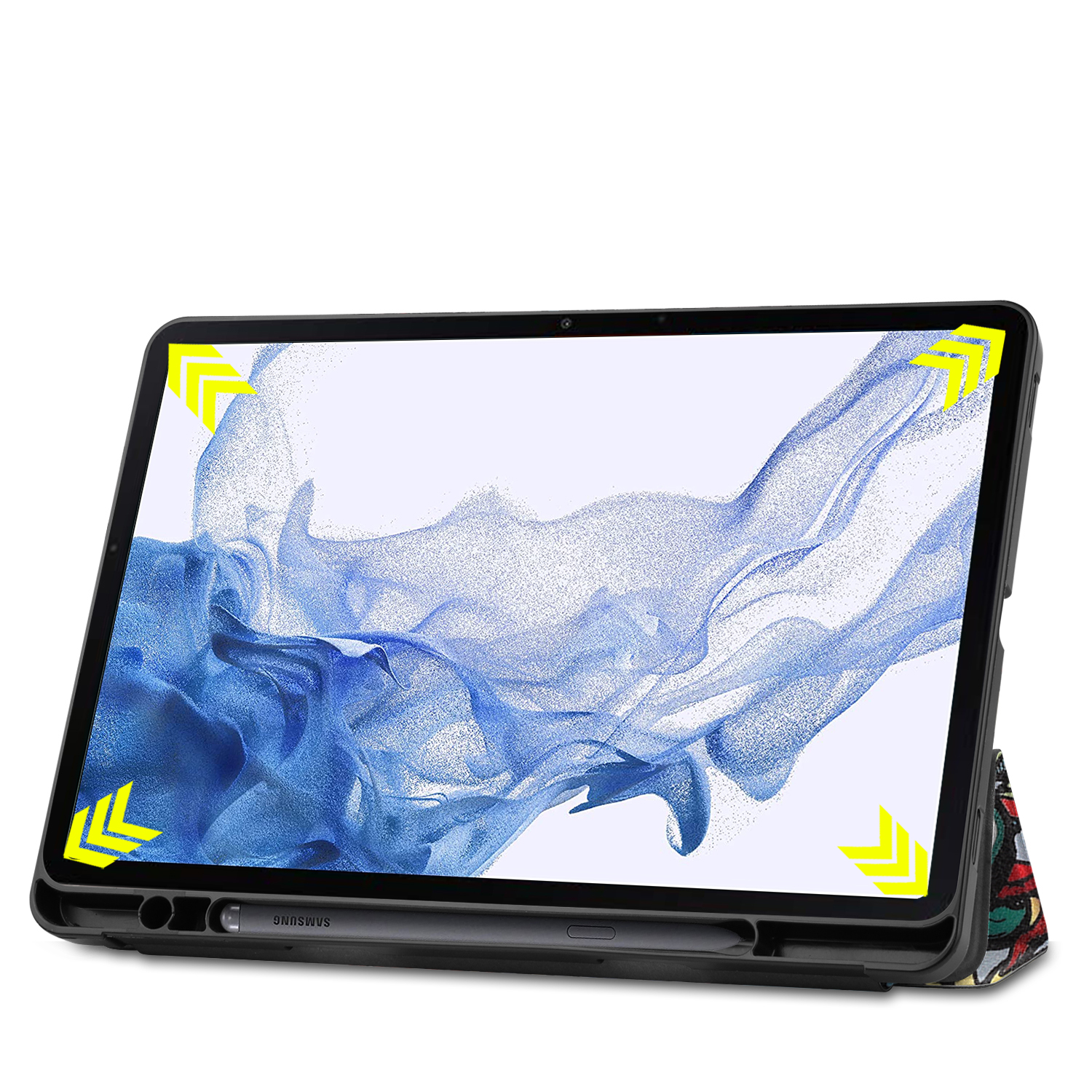 Arbeid De controle krijgen gek geworden Case2go - Tablet hoes geschikt voor Samsung Galaxy Tab S8 (2022) - 11 inch  - Flexibel TPU - Tri-Fold Book Case - Met pencil houder - Graffiti |  Case2go.nl