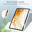 Case2go - Tablet Hoes geschikt voor Samsung Galaxy Tab S8 (2022) - Tri-Fold Transparante Cover - Met Pencil Houder - Licht Blauw