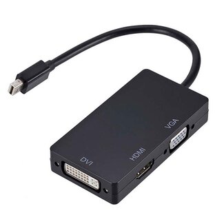 Case2go Mini displayport naar HDMI/DVI/VGA adapter - Zwart