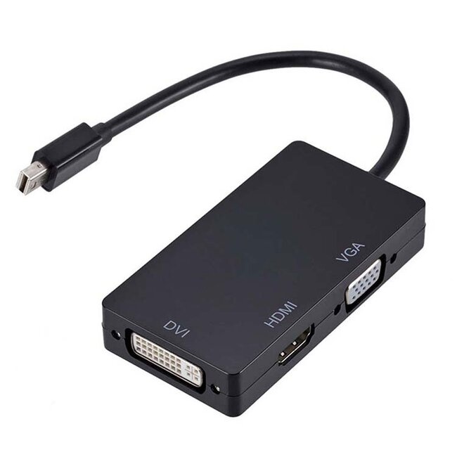 Mini displayport naar HDMI/DVI/VGA adapter - Zwart