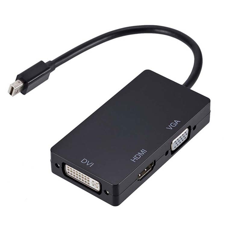 Mini displayport naar HDMI/DVI/VGA adapter - Zwart afbeelding