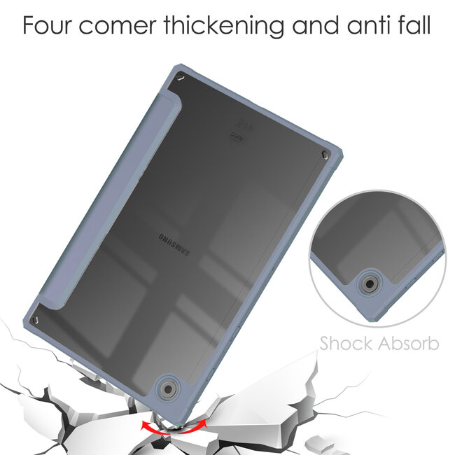 Case2go - Hoes & Screenprotector geschikt voor Samsung Galaxy Tab A8 (2022 & 2021) - 10.5 Inch - Transparante Case - Tri-fold Back Cover - Paars