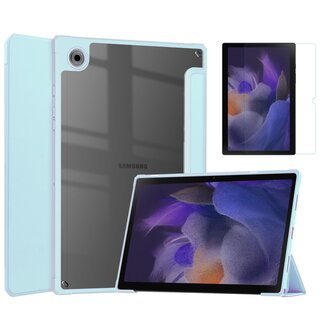 Case2go Case2go - Hoes & Screenprotector geschikt voor Samsung Galaxy Tab A8 (2022 & 2021) - 10.5 Inch - Transparante Case - Tri-fold Back Cover - Licht Blauw