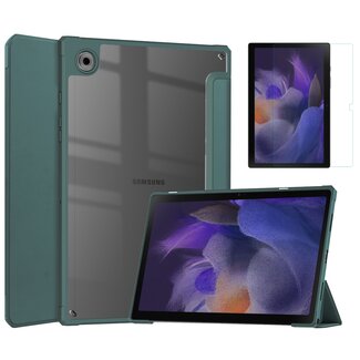 Case2go Case2go - Hoes & Screenprotector geschikt voor Samsung Galaxy Tab A8 (2022 & 2021) - 10.5 Inch - Transparante Case - Tri-fold Back Cover - Donker Groen