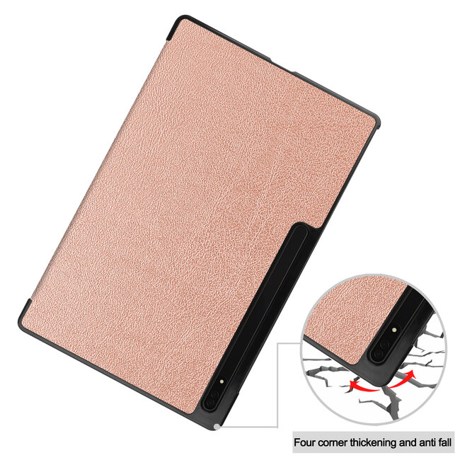Case2go - Tablet Hoes geschikt voor Samsung Galaxy Tab S8 Ultra (2022) - Auto Wake Functie - Tri-Fold Book Case - Roze