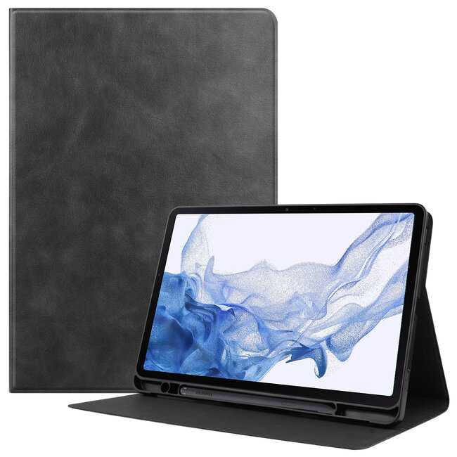 Case2go - Hoes geschikt voor Samsung Galaxy Tab S8 (2022) - PU Leer Folio Book Case - Zwart