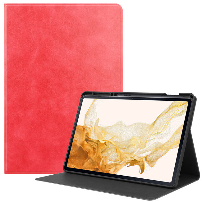 Case2go - Hoes geschikt voor Samsung Galaxy Tab S8 Plus (2022) - PU Leer Folio Book Case - Rood