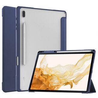 Case2go Case2go - Tablet Hoes geschikt voor Samsung Galaxy Tab S8 Plus (2022) - Tri-Fold Transparante Cover - Met Pencil Houder - Blauw