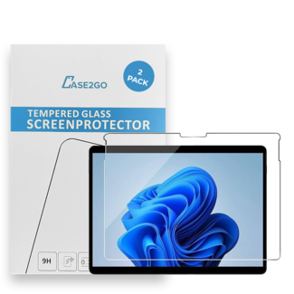 Case2go Tablet screenprotector geschikt voor Microsoft Surface Pro 8 - Case-friendly screenprotector - 2 stuks - Tempered Glass - Transparant