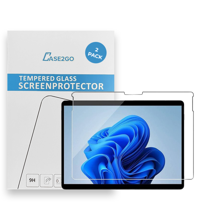 Tablet screenprotector geschikt voor Microsoft Surface Pro 8 - Case-friendly screenprotector - 2 stuks - Tempered Glass - Transparant