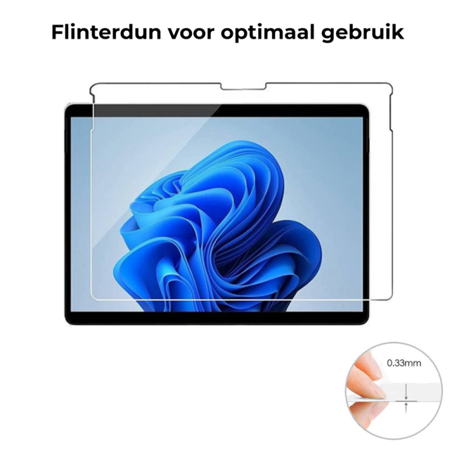 Tablet screenprotector geschikt voor Microsoft Surface Pro 8 - Case-friendly screenprotector - 2 stuks - Tempered Glass - Transparant