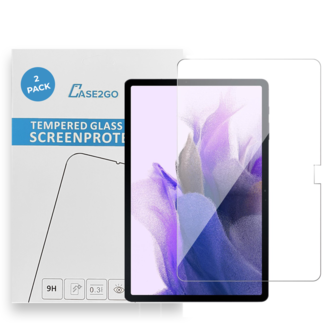 Case2go Tablet screenprotector geschikt voor Samsung Galaxy Tab S7 Plus (2020) - Case-friendly screenprotector - 2 stuks - Tempered Glass - Transparant