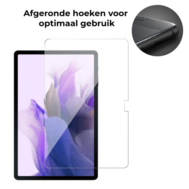 Tablet screenprotector geschikt voor Samsung Galaxy Tab S7 Plus (2020) - Case-friendly screenprotector - 2 stuks - Tempered Glass - Transparant