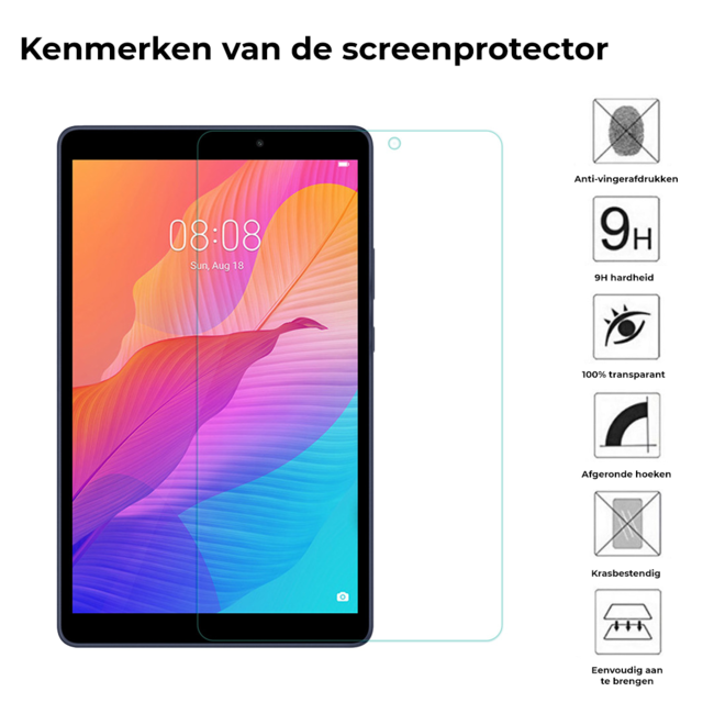 Tablet screenprotector geschikt voor Huawei MatePad T8 - Case-friendly screenprotector - 2 stuks - Tempered Glass - Transparant