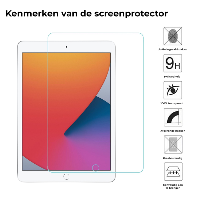 Tablet screenprotector geschikt voor Apple iPad 10.2 2019/2020/2021 - Case-friendly screenprotector - 2 stuks - Tempered Glass - Transparant