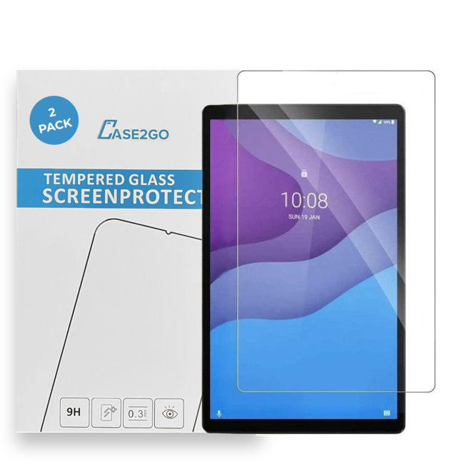 Tablet screenprotector geschikt voor Lenovo Tab M10 HD - 2e Generatie - 10.1 Inch (X306) - Case-friendly screenprotector - 2 stuks - Tempered Glass - Transparant