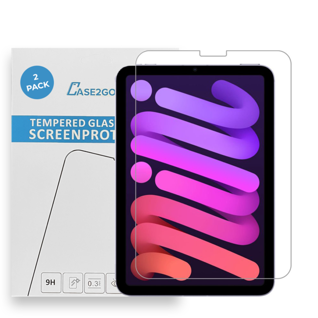 Tablet screenprotector geschikt voor Apple iPad Mini 6 (2021) - Case-friendly screenprotector - 2 stuks - Tempered Glass - Transparant