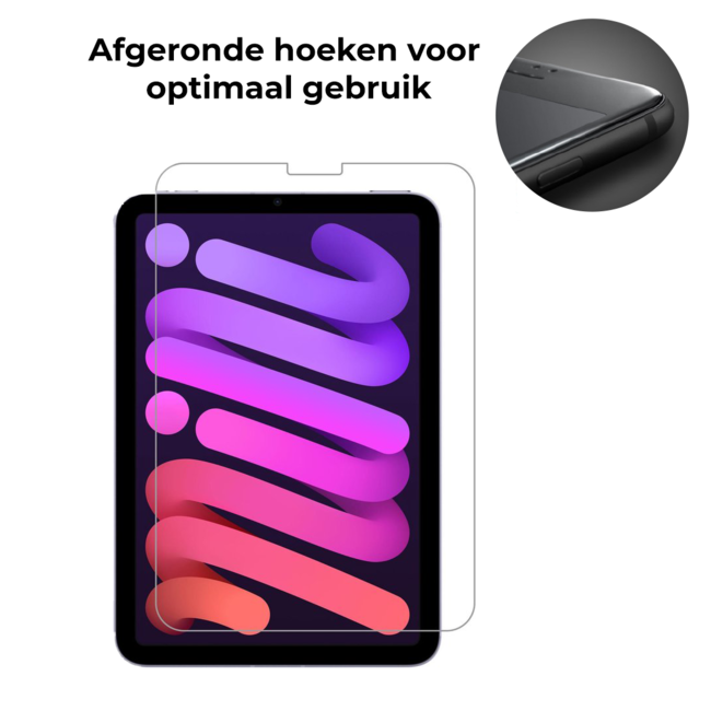 Tablet screenprotector geschikt voor Apple iPad Mini 6 (2021) - Case-friendly screenprotector - 2 stuks - Tempered Glass - Transparant