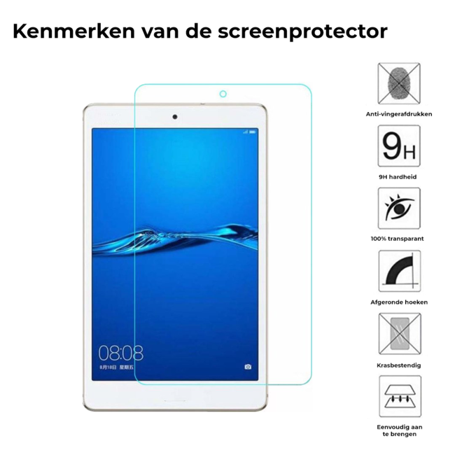 Tablet screenprotector geschikt voor Huawei MediaPad M5 Lite 8.0 - Case-friendly screenprotector - 2 stuks - Tempered Glass - Transparant