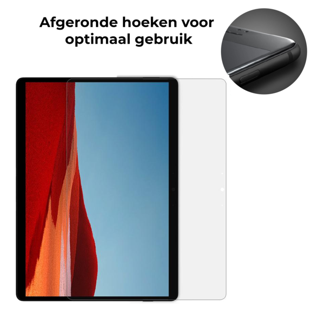 Tablet screenprotector geschikt voor Microsoft Surface Pro X - Case-friendly screenprotector - 2 stuks - Tempered Glass - Transparant
