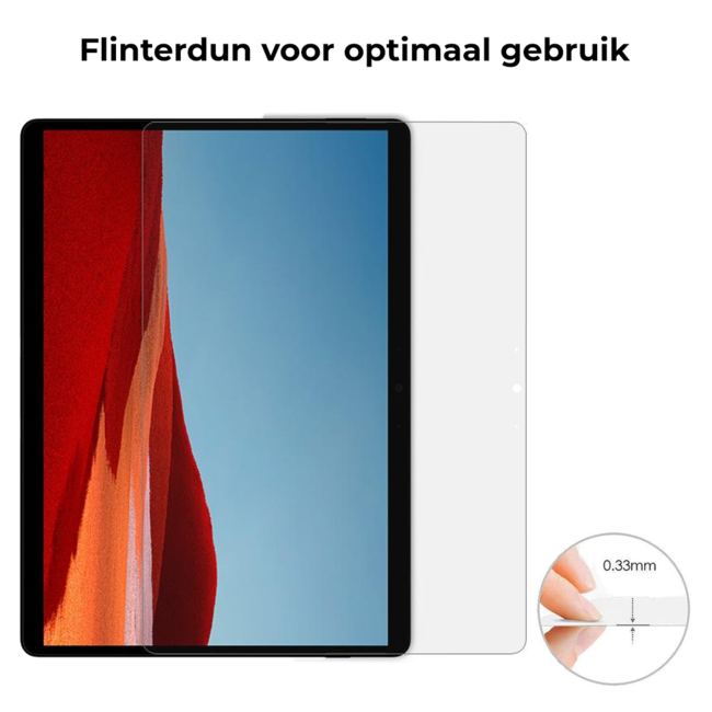 Tablet screenprotector geschikt voor Microsoft Surface Pro X - Case-friendly screenprotector - 2 stuks - Tempered Glass - Transparant