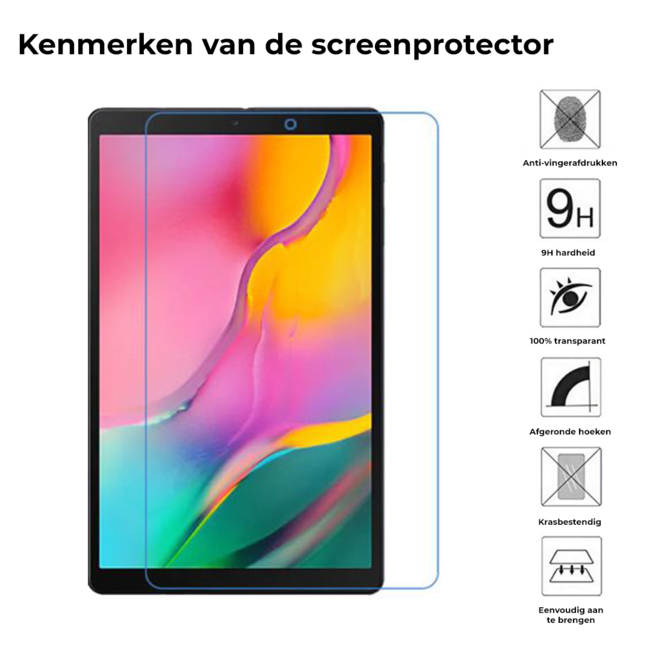 Tablet screenprotector geschikt voor Samsung Galaxy Tab A 10.1 (2019) - Case-friendly screenprotector - 2 stuks - Tempered Glass - Transparant
