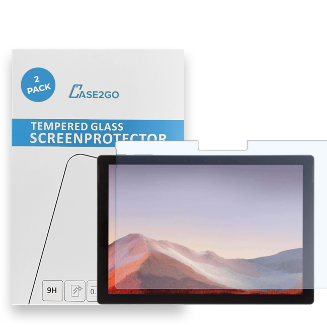Tablet screenprotector geschikt voor Microsoft Surface Pro 7 - Case-friendly screenprotector - 2 stuks - Tempered Glass - Transparant