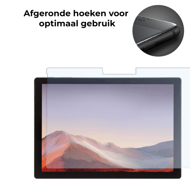 Tablet screenprotector geschikt voor Microsoft Surface Pro 7 - Case-friendly screenprotector - 2 stuks - Tempered Glass - Transparant