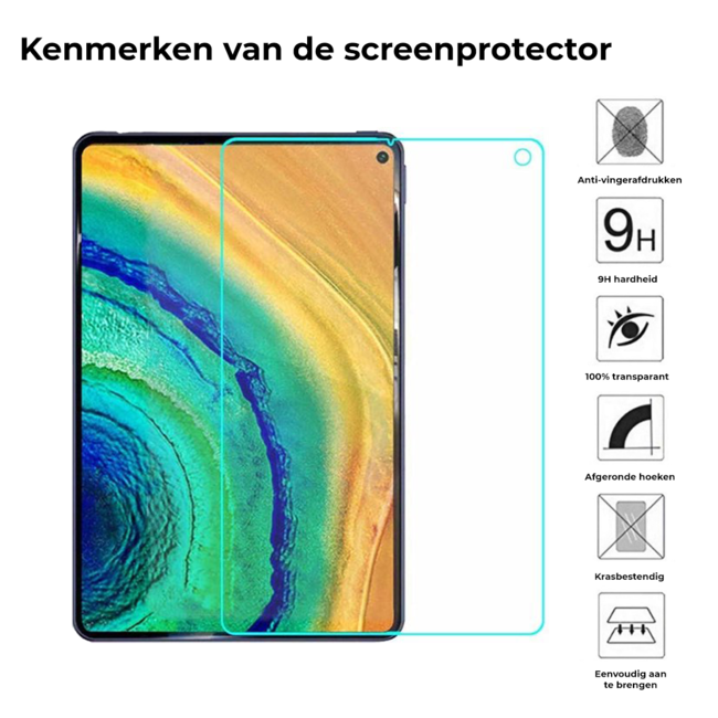 Tablet screenprotector geschikt voor Huawei MatePad Pro 10.8 - Case-friendly screenprotector - 2 stuks - Tempered Glass - Transparant