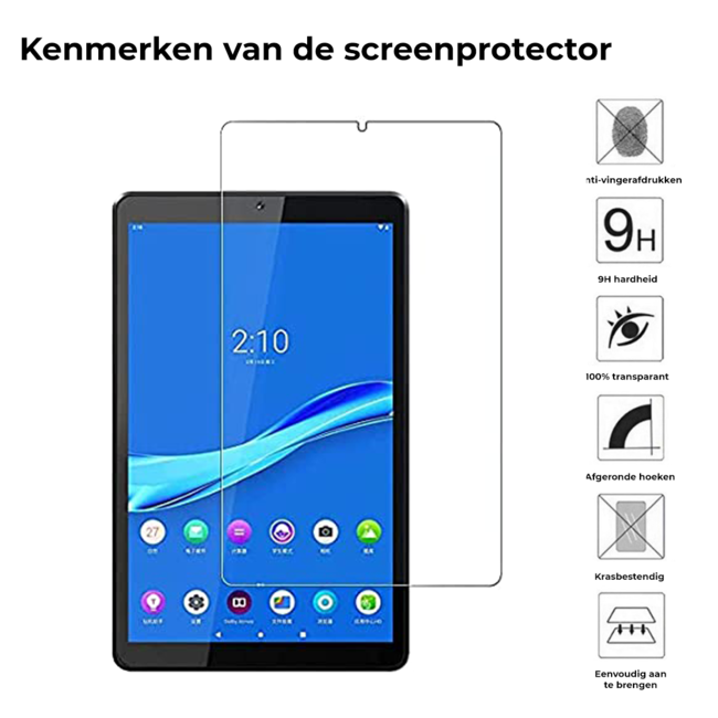 Tablet screenprotector geschikt voor Lenovo Tab M10 FHD (2020) - 10.1 inch - Case-friendly - 2 stuks - Tempered Glass - Transparant