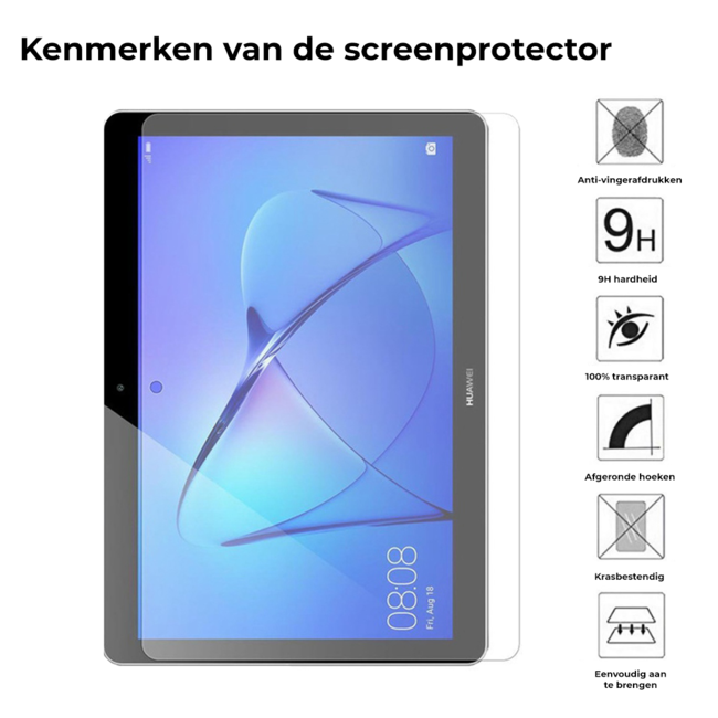 Tablet screenprotector geschikt voor Huawei Mediapad T3 7.0 - Case-friendly screenprotector - 2 stuks - Tempered Glass - Transparant