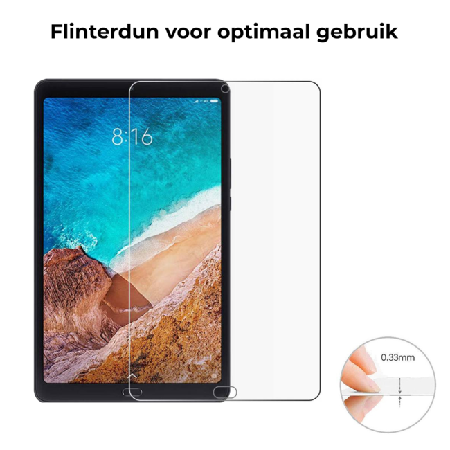 Tablet screenprotector geschikt voor Xiaomi Mi Pad 4 - Case-friendly screenprotector - 2 stuks - Tempered Glass - Transparant