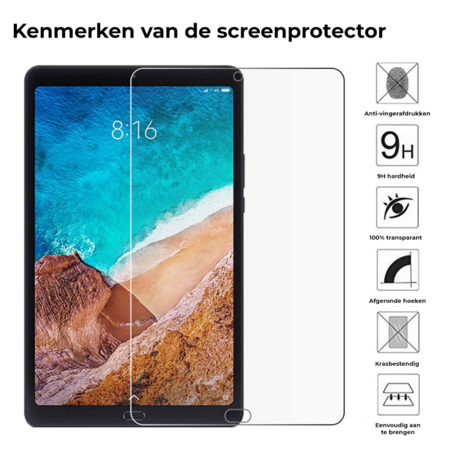 Tablet screenprotector geschikt voor Xiaomi Mi Pad 4 Plus - Case-friendly screenprotector - 2 stuks - Tempered Glass - Transparant