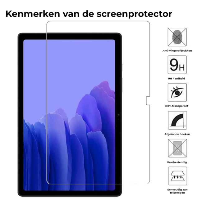 Tablet screenprotector geschikt voor Samsung Galaxy Tab A7 (2020) - Case-friendly screenprotector - 2 stuks - Tempered Glass - Transparant